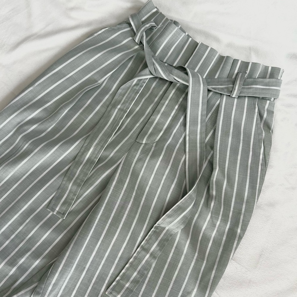 Striped Sage Green and White Pants